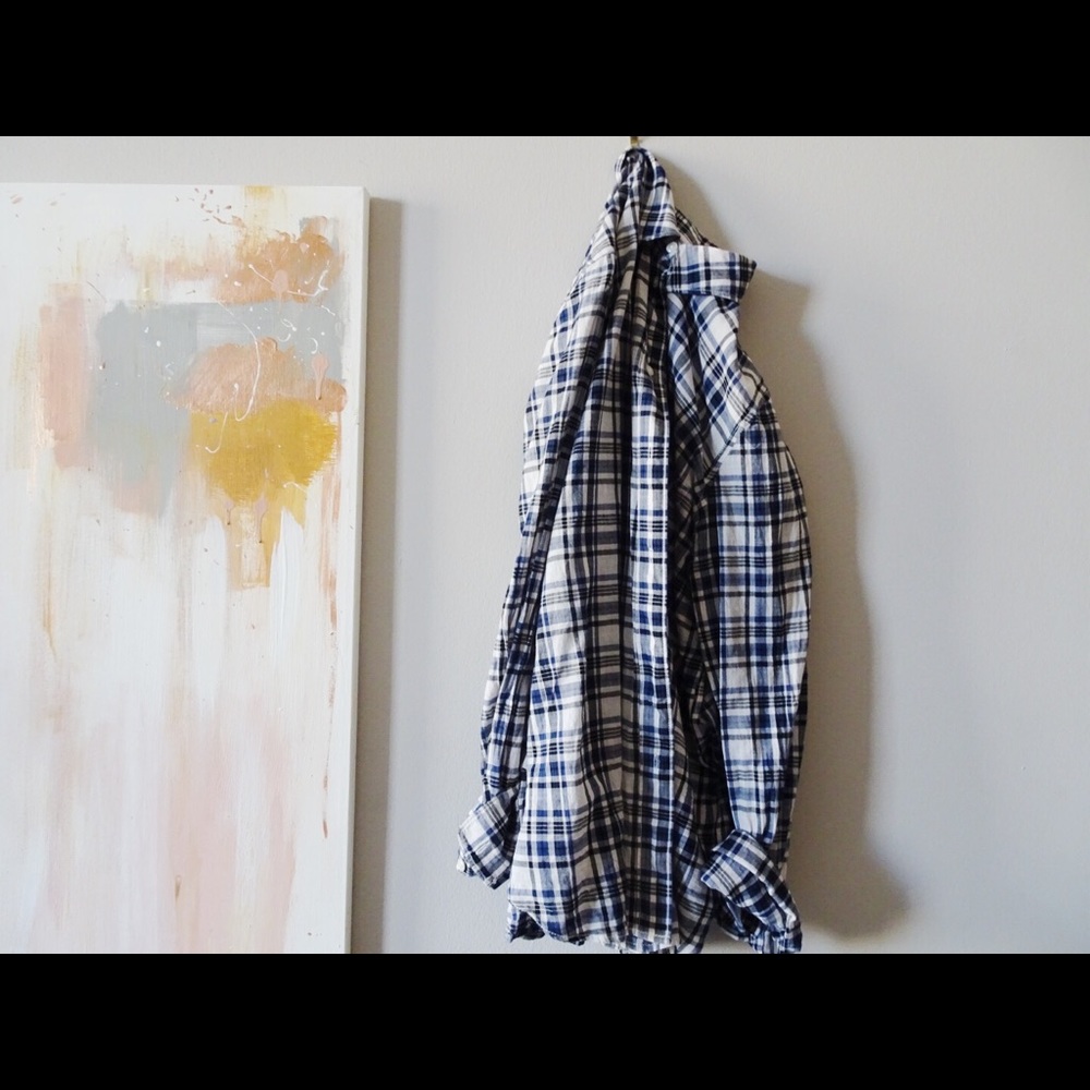 Madewell blue plaid button down